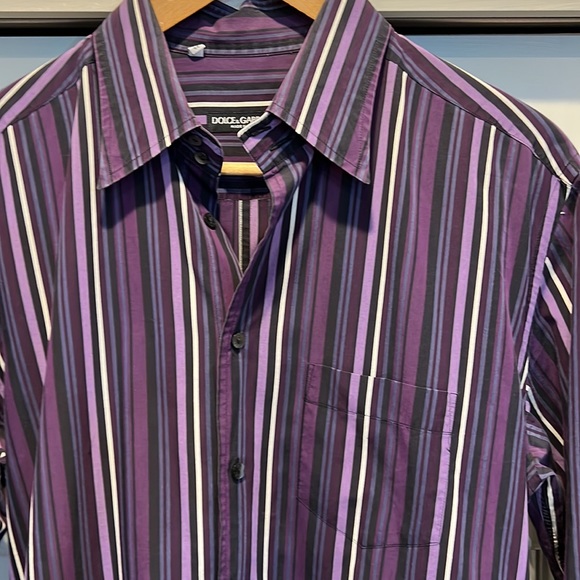 Dolce & Gabbana vintage men’s button up shirt in purples/blue/blues and white - Picture 1 of 16